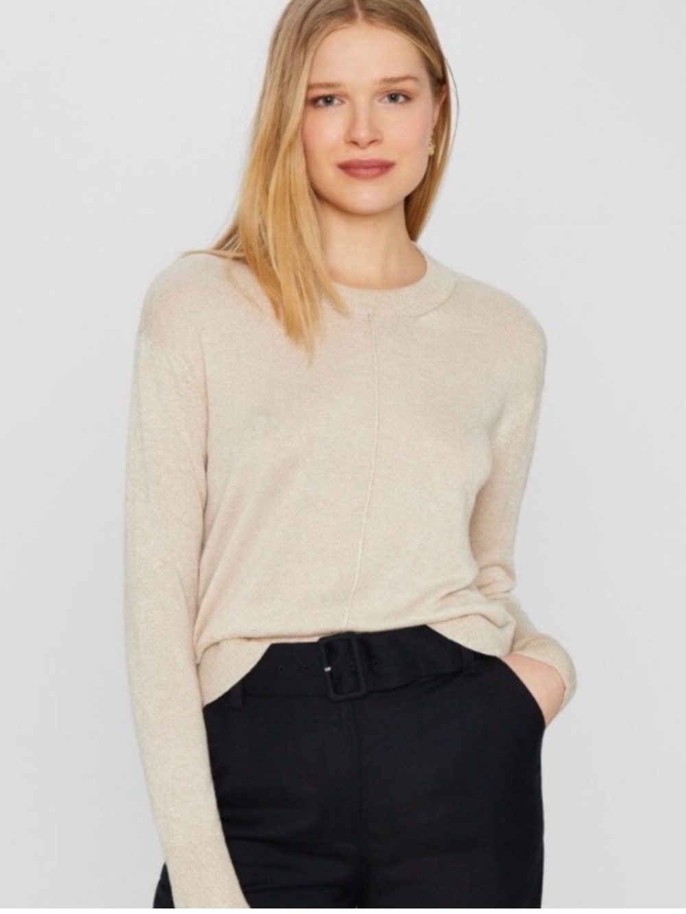 Club Monaco Signature Linen Crewneck Sweater in Cream size Large